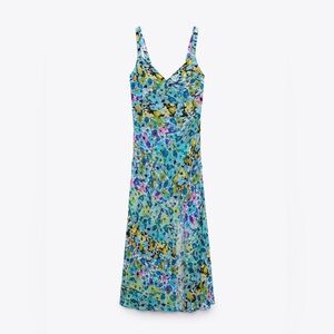 NWOT Zara Floral Multicolored Printed Dress Size Medium